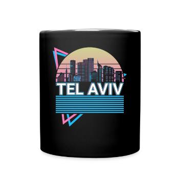 Tel Aviv City Skyline Cityscape Rétro - Mug uni - noir - Devant
