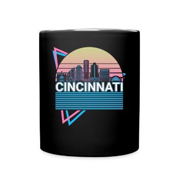 Cincinnati Stadt Skyline Stadtbild Retro - Tasse einfarbig - Schwarz - Vorne