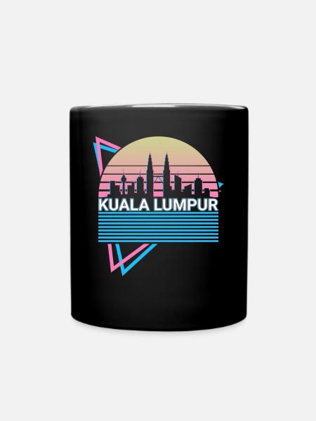 Kuala Lumpur City Skyline Cityscape Rétro - Mug uni - noir