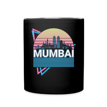 Mumbai City Skyline Cityscape Retro - Full Colour Mug - black - Front