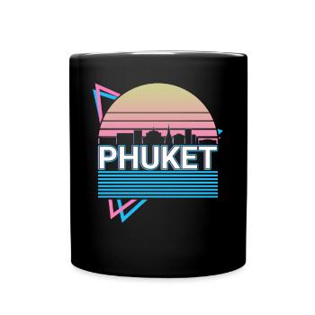 Phuket Stadt Skyline Stadtbild Retro - Tasse einfarbig - Schwarz - Vorne