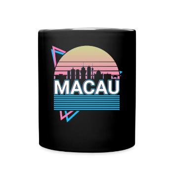 Macau Stadt Skyline Stadtbild Retro - Tasse einfarbig - Schwarz - Vorne