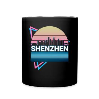 Shenzhen Stadt Skyline Stadtbild Retro - Tasse einfarbig - Schwarz - Vorne