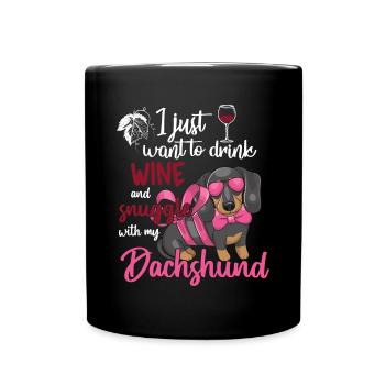 Buvez du vin câlin avec le propriétaire du teckel - Mug uni - noir - Devant