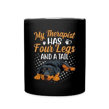 Le thérapeute Rottweiler a quatre jambes drôles - Mug uni - noir - Devant