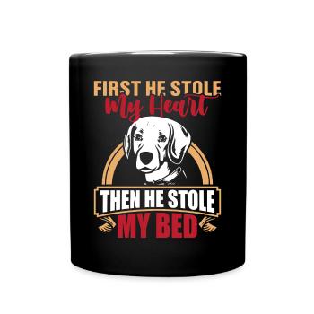 Beagle First Er Hat Mein Herz Gestohlen Lustige - Tasse einfarbig - Schwarz - Vorne