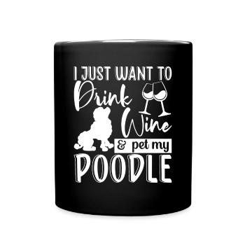 Boire du vin et des caniches pour animaux de compagnie Graphiques amusants - Mug uni - noir - Devant