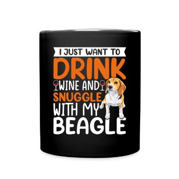 Wein Trinken Kuscheln Mit Beagle Hundehalter - Tasse einfarbig - Schwarz - Vorne