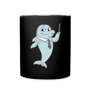 Dolphin Teacher Pointing Stick School - Full Colour Mug - black - Front