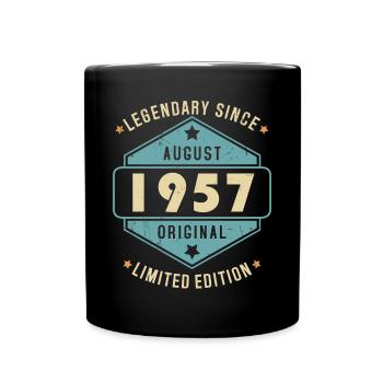 August 1957 Vintage Retro Birthday - Full Colour Mug - black - Front