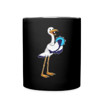 Storch Musiker Tamburin Musik - Tasse einfarbig - Schwarz - Vorne