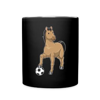 Pferd Fußballspieler Fußball - Tasse einfarbig - Schwarz - Vorne