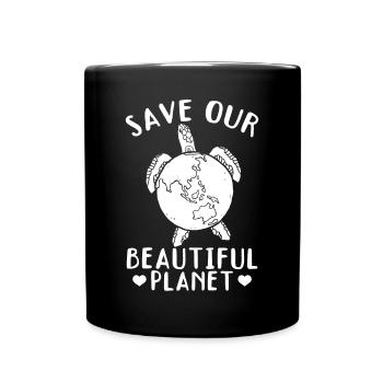 Umwelt: Earth Day Schildkröten retten unseren - Tasse einfarbig - Schwarz - Vorne