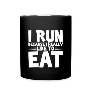 Je cours parce que j’aime vraiment manger 3 - Mug uni - noir - Devant