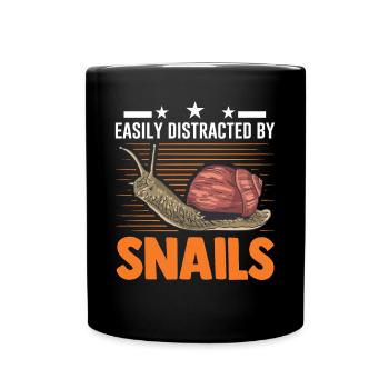 Easily distracted by Snails Snail - Full Colour Mug - black - Front