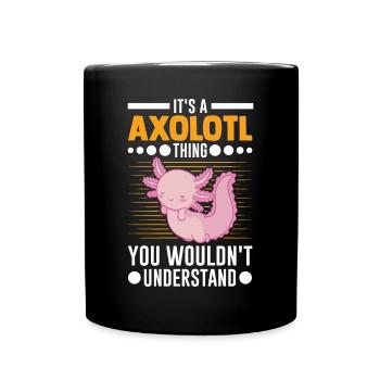 Axolotl Geschenk Schwanzlurch - Tasse einfarbig - Schwarz - Vorne