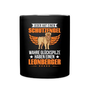Leonberger Schutzengel - Tasse einfarbig - Schwarz - Vorne