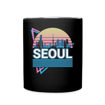 Seoul City Skyline Cityscape Rétro - Mug uni - noir - Devant