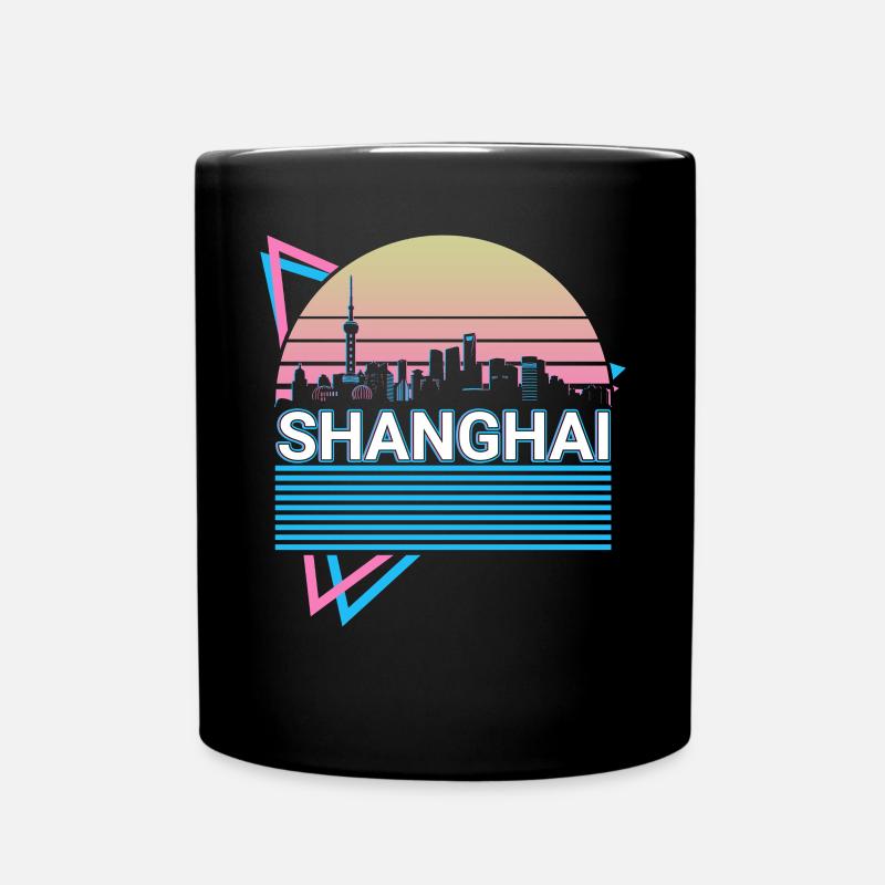 Shanghai Stadt Skyline Stadtbild Retro - Tasse einfarbig - Schwarz