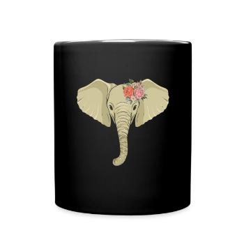 Elefant Elefanten Elephant Rüsseltier Zoo Zirkus - Tasse einfarbig - Schwarz - Vorne