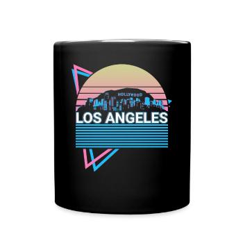Los Angeles City Skyline Cityscape Retro - Full Colour Mug - black - Front
