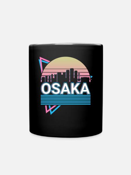 Osaka Stadt Skyline Stadtbild Retro - Tasse einfarbig - Schwarz