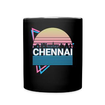 Chennai City Skyline Cityscape Rétro - Mug uni - noir - Devant