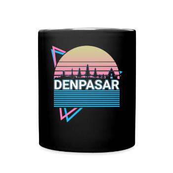 Denpasar Stadt Skyline Stadtbild Retro - Tasse einfarbig - Schwarz - Vorne