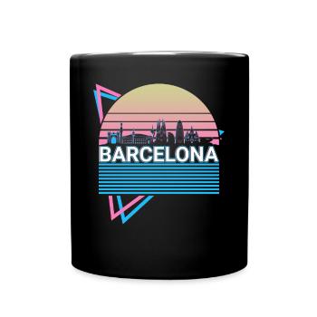 Barcelone City Skyline Cityscape Rétro - Mug uni - noir - Devant