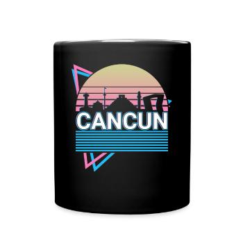 Cancun City Skyline Cityscape Rétro - Mug uni - noir - Devant