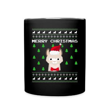 Lama de Noël laid - Mug uni - noir - Devant