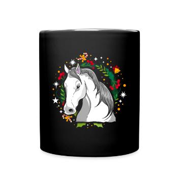 Moche Cheval de Noël Cheval Tricot Noël Christ Enfant - Mug uni - noir - Devant