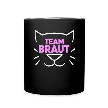 Team Braut Hochzeitsfeier Katze - Tasse einfarbig - Schwarz - Vorne