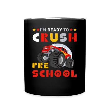 Ready Crush Pre School Back Boys Monster Truck - Full Colour Mug - black - Front