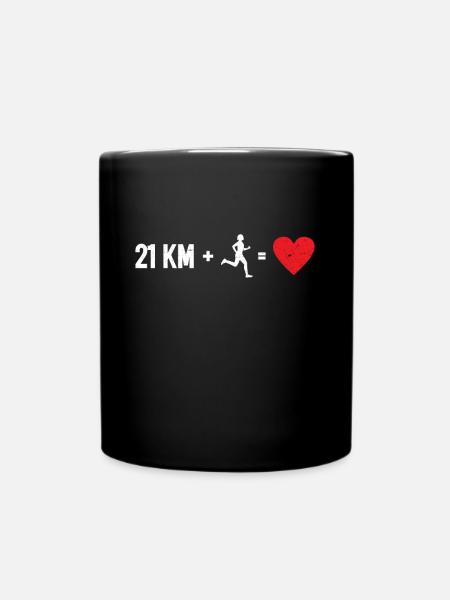 21 Km + Marathon Runner = Cœur - Semi-MarathonIen - Mug uni - noir