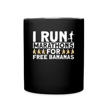 Je cours des marathons pour des bananes gratuites - Mug uni - noir - Devant