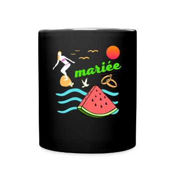 EVJF Surf Hawaï pastèque été Team mariée - Mug uni - noir - Devant