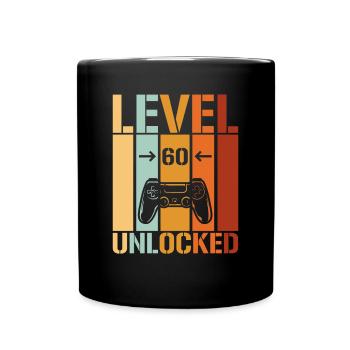 60. Geburtstag Level 60 unlocked - Tasse einfarbig - Schwarz - Vorne