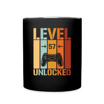 57th Birthday Level 57 unlocked - Full Colour Mug - black - Front