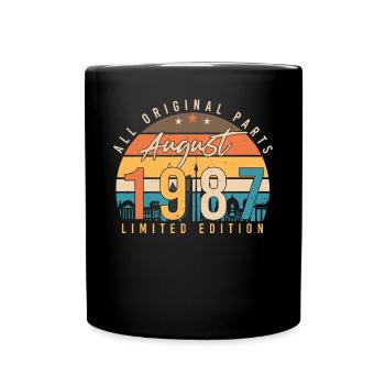Baujahr 1987 Im August - Tasse einfarbig - Schwarz - Vorne