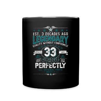 Vintage Legendary - Aged perfectly 33. Geburtstag - Tasse einfarbig - Schwarz - Vorne