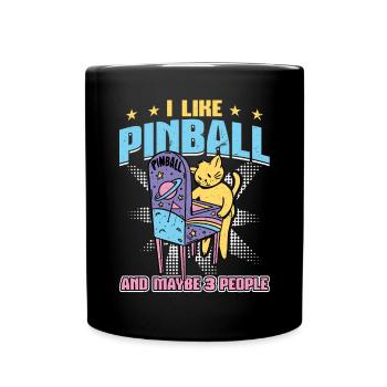 Ich Mag Flipper Und Vielleicht 3 Leute - Tasse einfarbig - Schwarz - Vorne