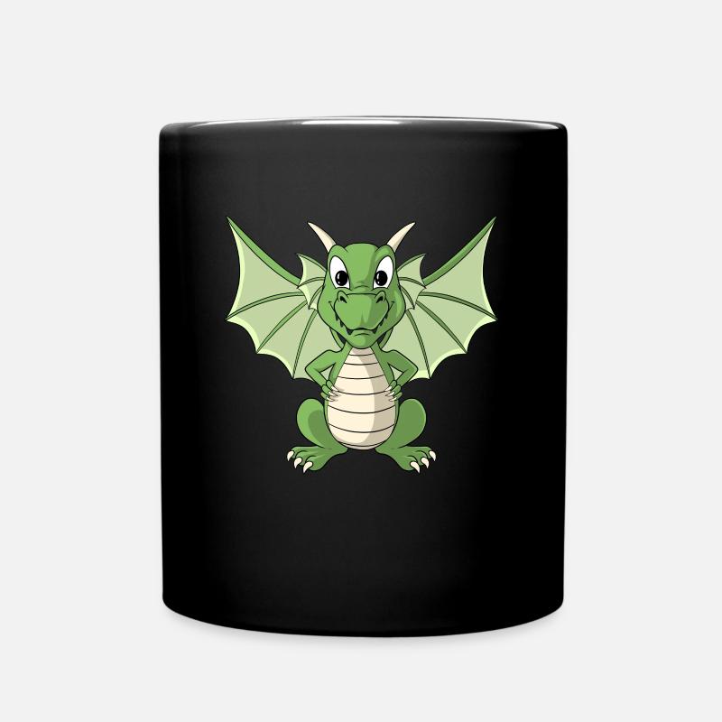 Süßer Drache Cartoon Drachen - Tasse einfarbig - Schwarz