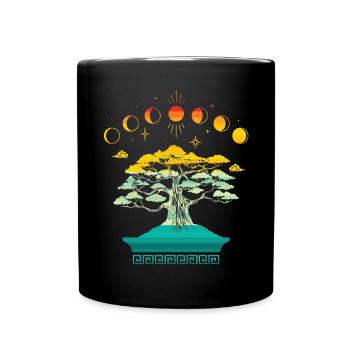 bonsai tree spiritual world tree day night cycle - Full Colour Mug - black - Front