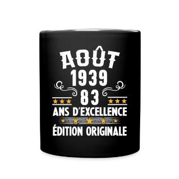 83 Ans Anniversaire Vintage Né(e) en Août 1939 - Mug uni - noir - Devant