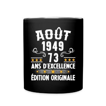 73 Ans Anniversaire Vintage Né(e) en Août 1949 - Mug uni - noir - Devant