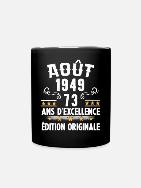 73 Ans Anniversaire Vintage Né(e) en Août 1949 - Mug uni - noir