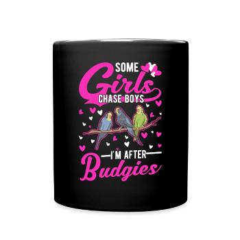 Budgie Girl Welli Parakeet - Full Colour Mug - black - Front