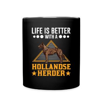 La vie est meilleure avec un Hollandse Herder - Mug uni - noir - Devant