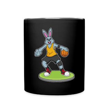 Bunny Basketball Player Basketball - Full Colour Mug - black - Front
